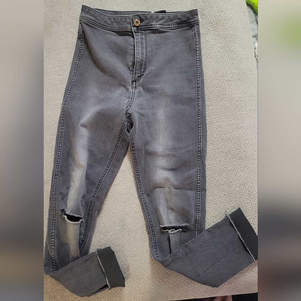 Distressed Gray Jeans